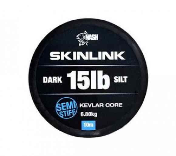Поводковый материал в оплетке Nash SkinLink Semi-Stiff 15LB Silt