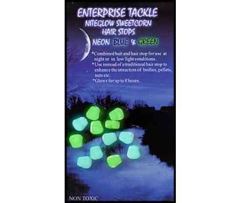 Стопора мини кукуруза светонакопительные Зеленые и Синие Enterprise Tackle (Энтерпрайз) - Niteglow Sweetcorn Hairstops Mini Neon Green & Neon Blue, 12 шт