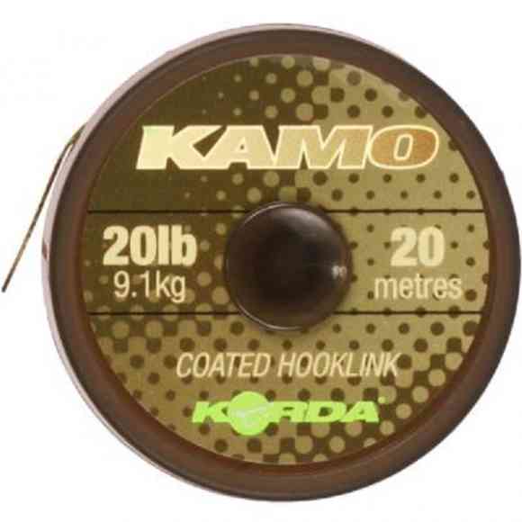 Поводковый материал в Жесткой оболочке Korda (Корда) - Kamo Coated Hooklink 20 lb, 20 м