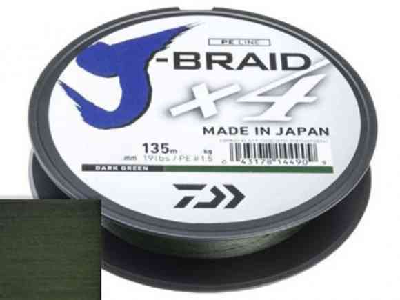 Шнур Daiwa J-Braid X4 Dark Green 0.07мм 135м